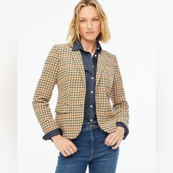 - J Crew Petite herringbone wool-blend schoolboy blazer BJ827